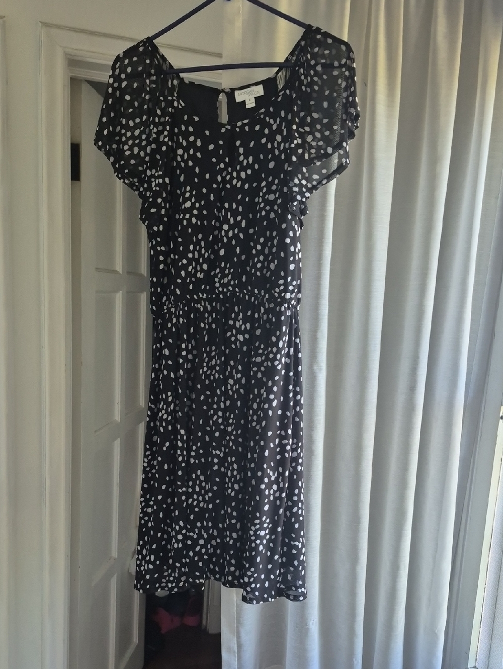 Morgan Taylor Black and White Printed Midi Dress